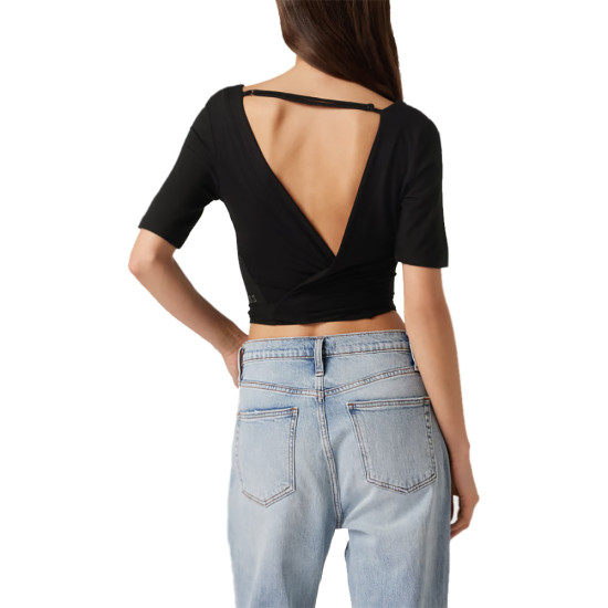 Guess Γυναικεία κοντομάνικη μπλούζα Round Back Bow Tee